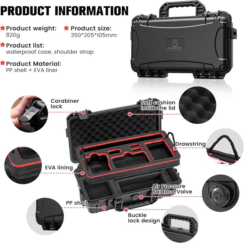 STARTRC Osmo 360 Hard Case, Dual Layer Waterproof Case for DJI Osmo 360 Accessories, Portable Travel Carrying case for DJI Osmo 360 Adventure Combo - Image 4